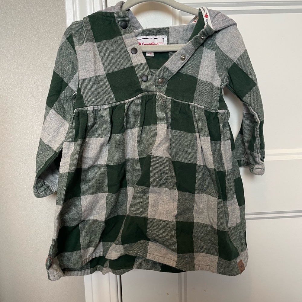 3/$20 Plaid Green and Gray Kids Casual Dress